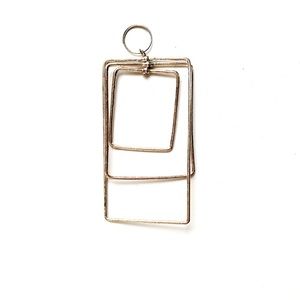 Vintage silver geometric rectangle cutouts pendant